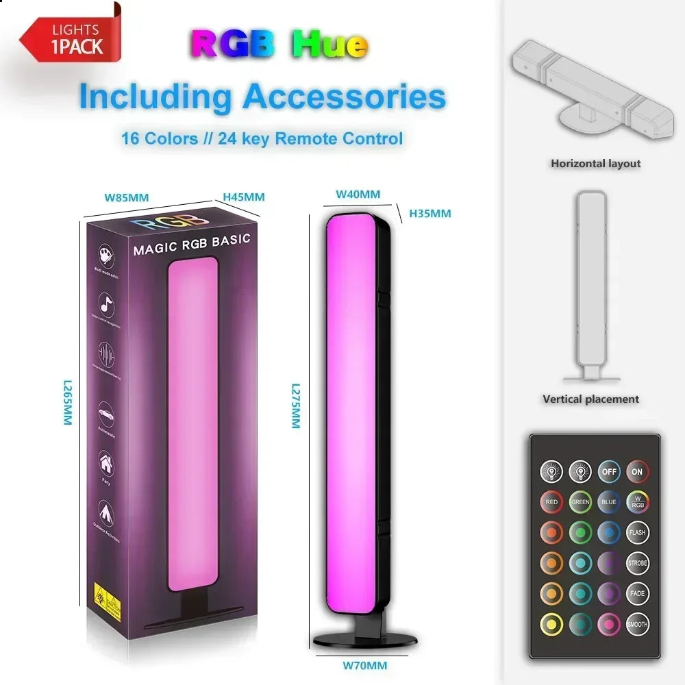 RGB Pickup Night Light Gaming Music Rhythm Lights Bar USB LED Table Lamp Remote Control Setup Gamer Decor Children Gift