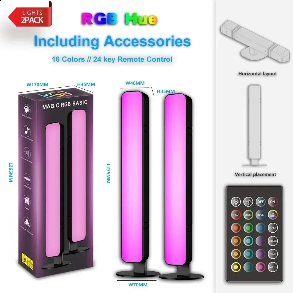 RGB Pickup Night Light Gaming Music Rhythm Lights Bar USB LED Table Lamp Remote Control Setup Gamer Decor Children Gift