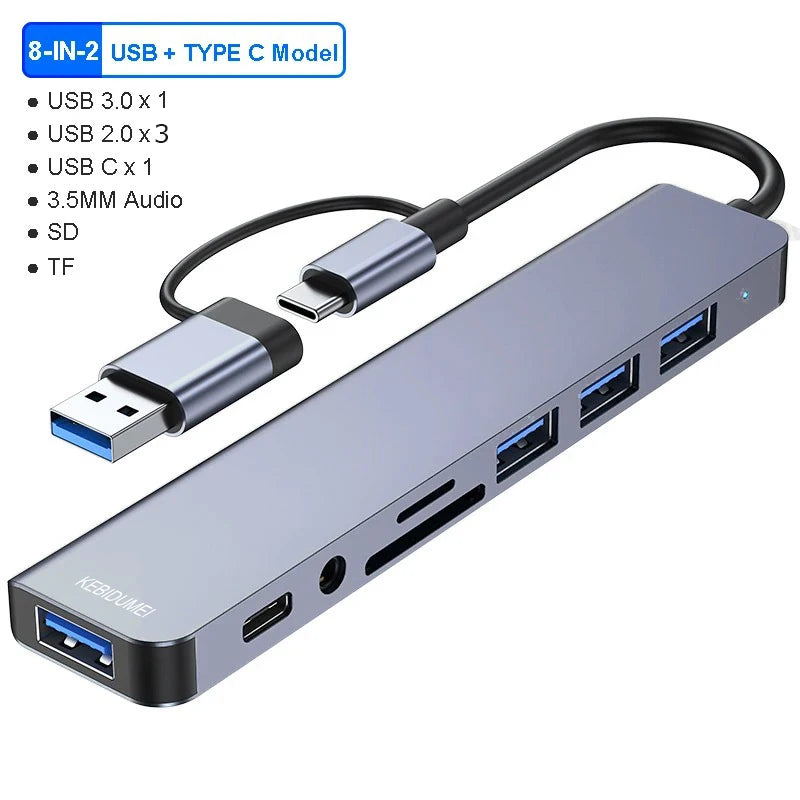 5Gbps USB 3.0 HUB USB C HUB USB C Docking Station High Speed Splitter Multiport Adapter TF SD Card Reader for Pc/Laptops/Macbook