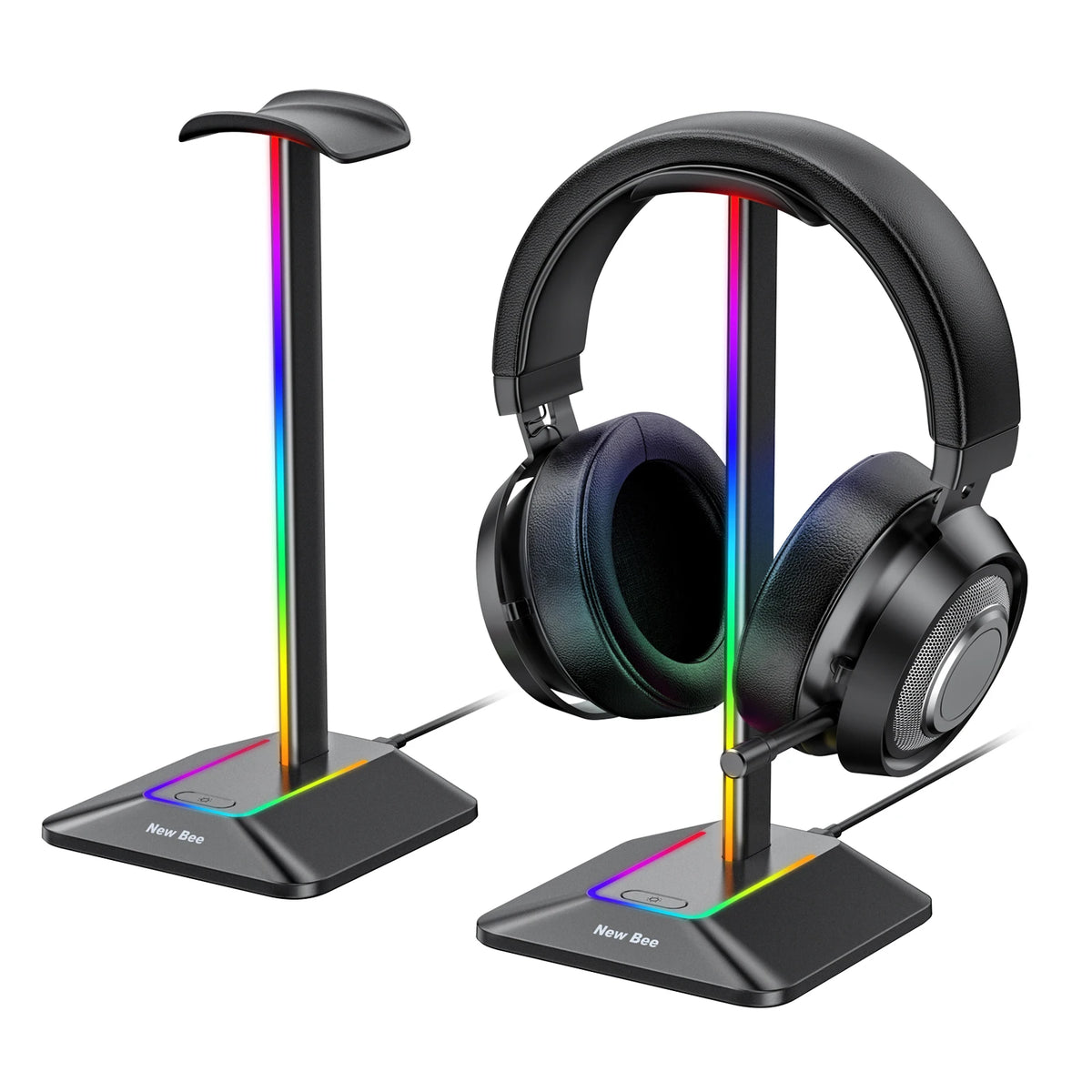 Z8 Headphones Stand RGB Gaming Holder with 2 USB Ports Desk Headset Cool Display Holder Non-Slip Rubber Base for Gamer