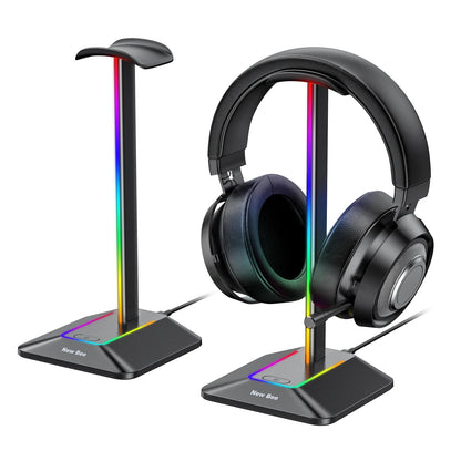 Z8 Headphones Stand RGB Gaming Holder with 2 USB Ports Desk Headset Cool Display Holder Non-Slip Rubber Base for Gamer