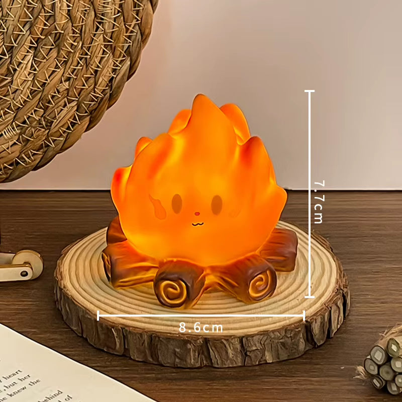 1Pc Cartoon Campfire LED Night Light Electronic Candle Lamp Desktop Ornament Bedroom Bedside Ambient Decor Light Gift