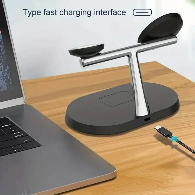3 in 1 Magnetic Wireless Charger Stand for Iphone 16-12 Pro Apple Watch 9 8 Airprods 3 in 1 Macsafe Fast Charging Station