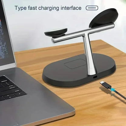 3 in 1 Magnetic Wireless Charger Stand for Iphone 16-12 Pro Apple Watch 9 8 Airprods 3 in 1 Macsafe Fast Charging Station
