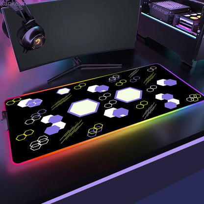 Geometric Large RGB Mouse Pad Gaming Mousepad LED Mouse Mat Gamer Mousemats Table Pads PC Desk Mat RGB Keyboard Mat XXL 90X40Cm