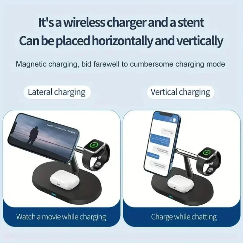 3 in 1 Magnetic Wireless Charger Stand for Iphone 16-12 Pro Apple Watch 9 8 Airprods 3 in 1 Macsafe Fast Charging Station