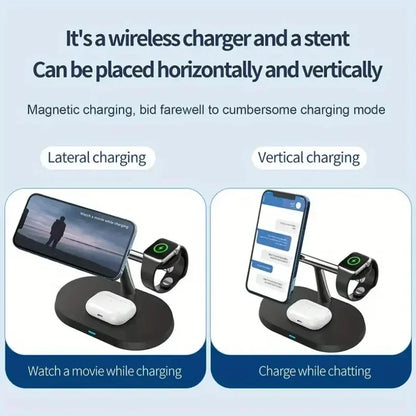 3 in 1 Magnetic Wireless Charger Stand for Iphone 16-12 Pro Apple Watch 9 8 Airprods 3 in 1 Macsafe Fast Charging Station