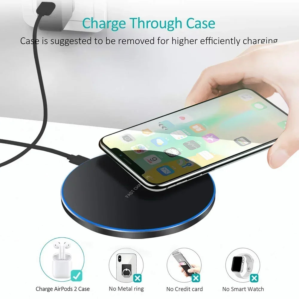 Wireless Charger for Iphone 17 16 15 14 Pro Max Induction Fast Charging Pad Dock Station for Samsung S23 S22 Xiaomi Huawei