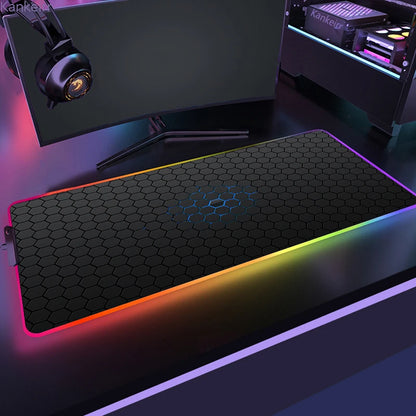 Geometric Large RGB Mouse Pad Gaming Mousepad LED Mouse Mat Gamer Mousemats Table Pads PC Desk Mat RGB Keyboard Mat XXL 90X40Cm