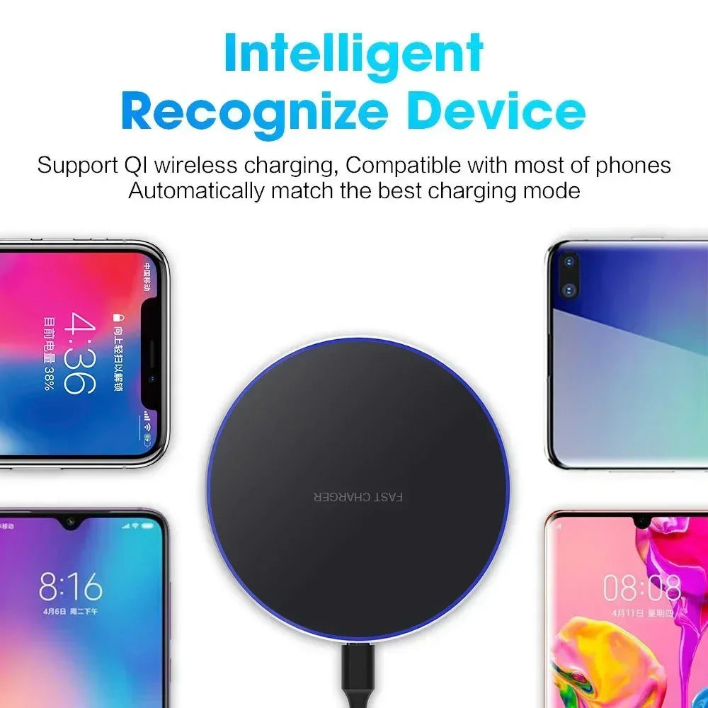 Wireless Charger for Iphone 17 16 15 14 Pro Max Induction Fast Charging Pad Dock Station for Samsung S23 S22 Xiaomi Huawei