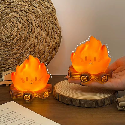 1Pc Cartoon Campfire LED Night Light Electronic Candle Lamp Desktop Ornament Bedroom Bedside Ambient Decor Light Gift