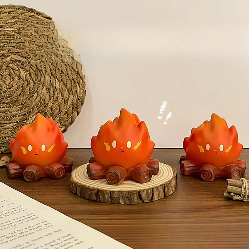 1Pc Cartoon Campfire LED Night Light Electronic Candle Lamp Desktop Ornament Bedroom Bedside Ambient Decor Light Gift