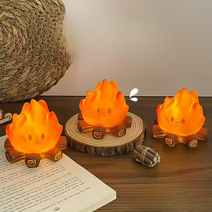 1Pc Cartoon Campfire LED Night Light Electronic Candle Lamp Desktop Ornament Bedroom Bedside Ambient Decor Light Gift