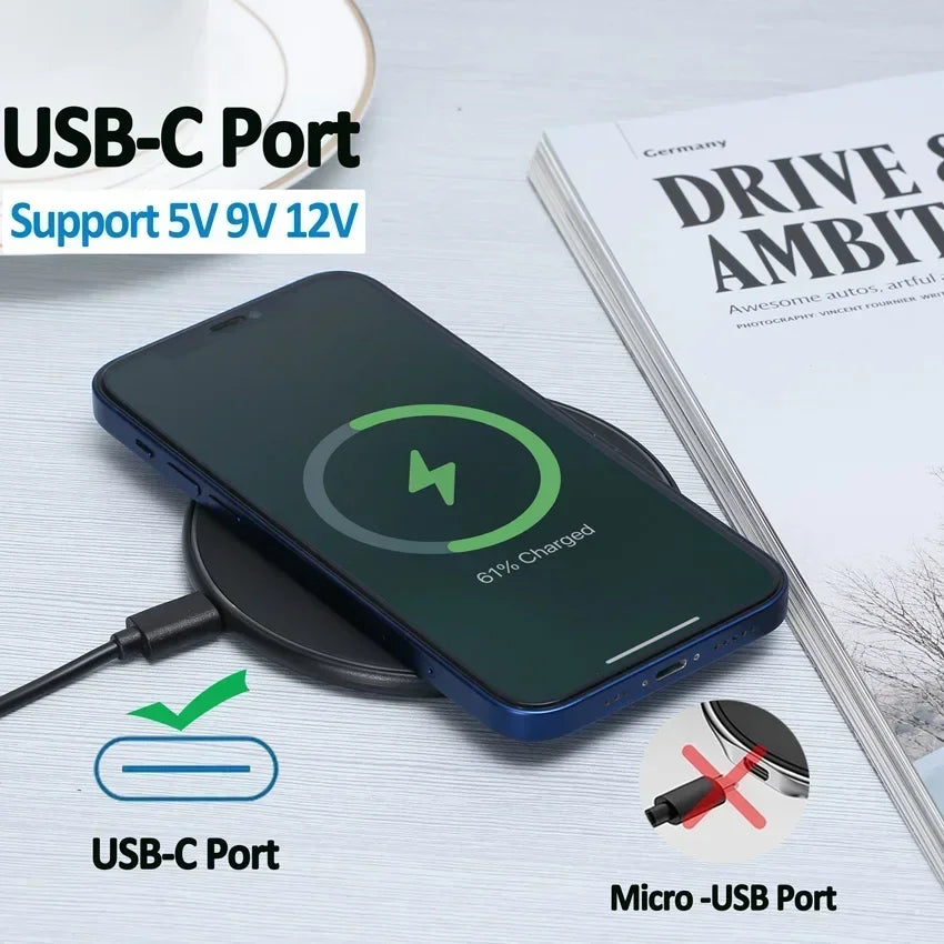 Wireless Charger for Iphone 17 16 15 14 Pro Max Induction Fast Charging Pad Dock Station for Samsung S23 S22 Xiaomi Huawei