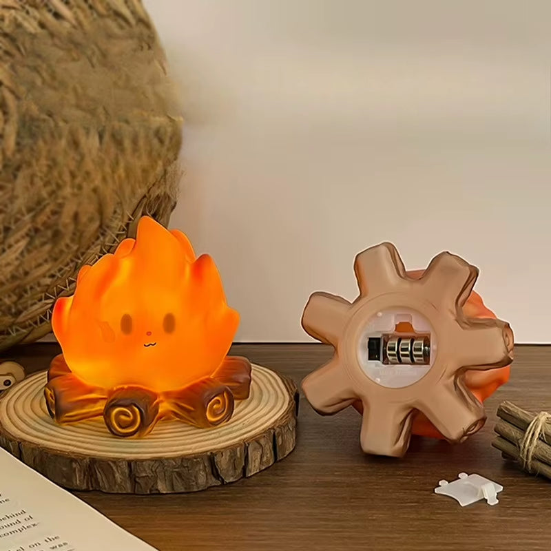 1Pc Cartoon Campfire LED Night Light Electronic Candle Lamp Desktop Ornament Bedroom Bedside Ambient Decor Light Gift