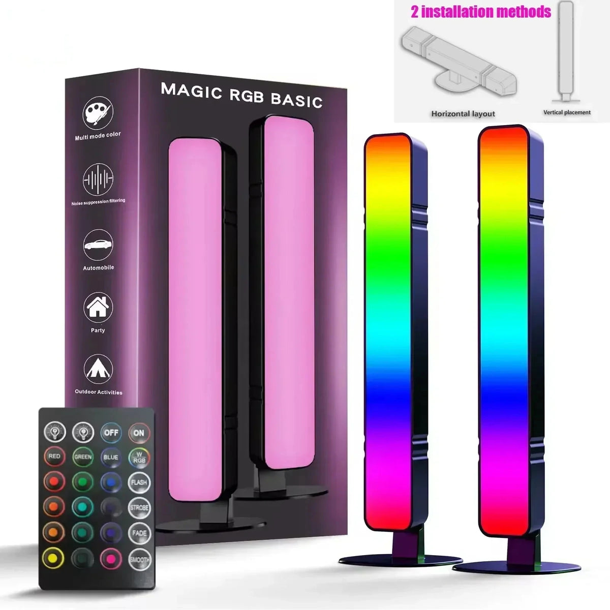 RGB Pickup Night Light Gaming Music Rhythm Lights Bar USB LED Table Lamp Remote Control Setup Gamer Decor Children Gift